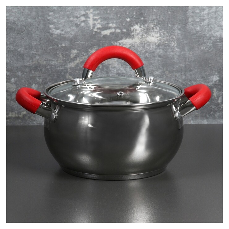 Кастрюля 1,9 л "Вернер", D=16 см, со стеклянной крышкой Доляна