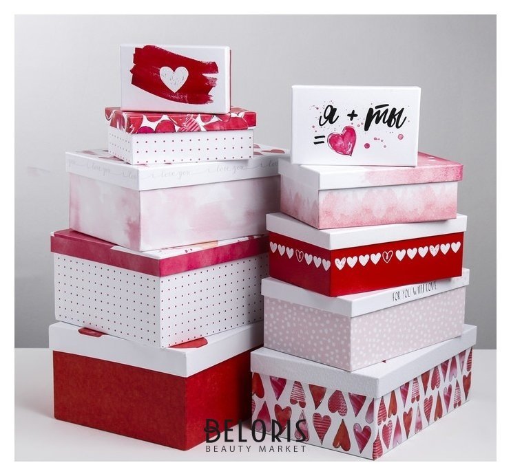 Набор подарочных коробок 10 в 1 «Любовь повсюду», 12 × 7 × 4 - 32.5 × 20 × 12.5 см Дарите счастье