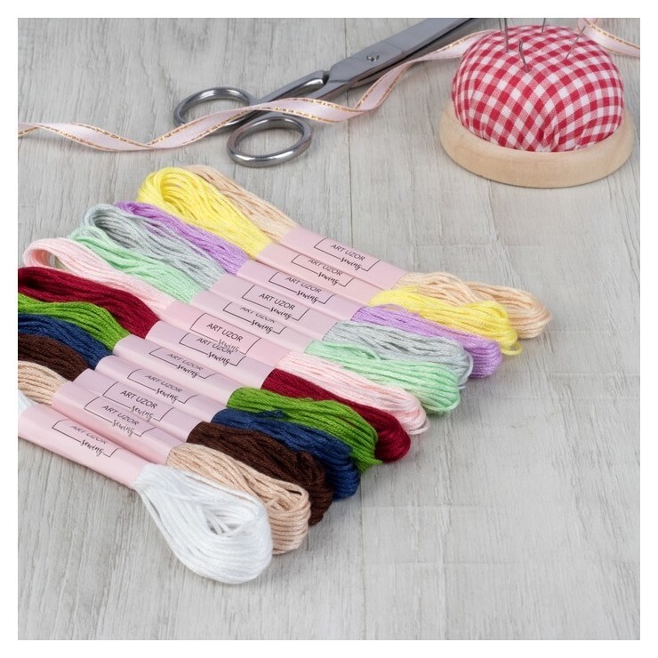 Набор ниток мулине, 8 ± 1 м, 12 шт  Арт узор