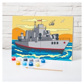 Картина по номерам «Военный корабль» 20×30 см Школа талантов