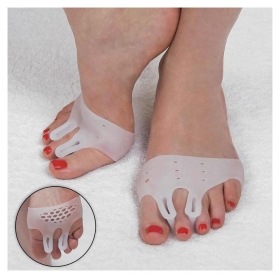 Корректоры для пальцев ног, силиконовые, дышащие, с двумя разделителями, пара, цвет белый Onlitop