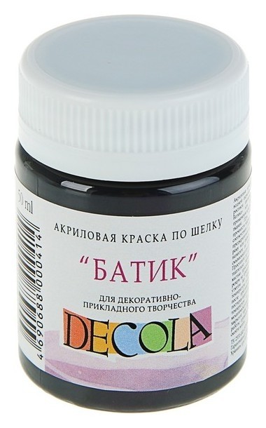 

Краска акриловая для шёлка «Батик» Decola, 50 мл, чёрная, в банке, Чёрный