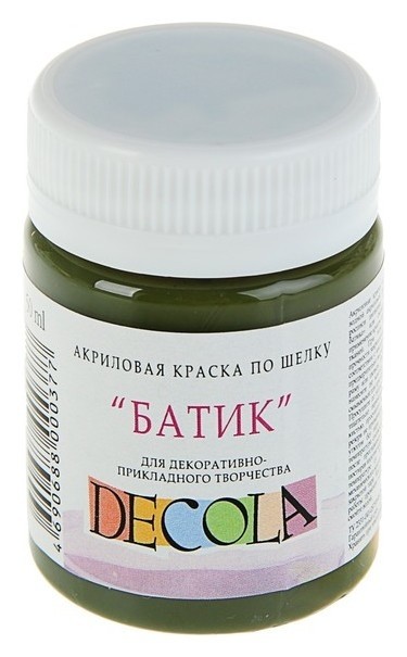 

Краска акриловая для шёлка «Батик» Decola, 50 мл, хаки, в банке, Зелёный