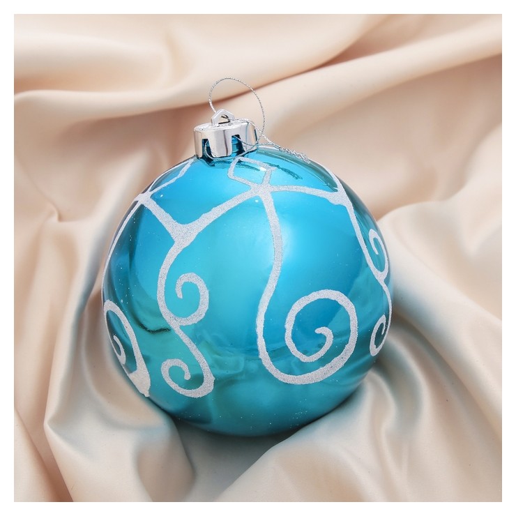 

Шар пластик D-12 см "Расписной узор" бирюза, Голубой