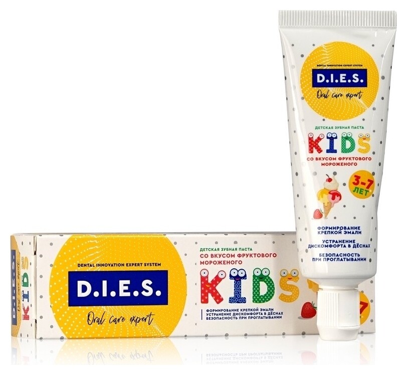 Зубная паста детская D.i.e.s фруктовое мороженое, 3-7лет, 45 гр.  D.I.E.S.
