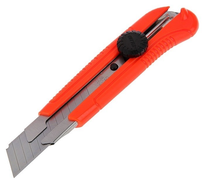 Нож универсальный Lom, пластиковый корпус, металл. направляющая, винтовой фиксатор, 25 мм