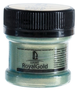Краска акриловая, Luxart. Royal Gold, 25 мл, с высоким содержанием металлизированного пигмента, золото зелёное Luxart