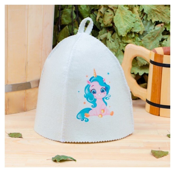 Шапка банная с детским принтом "Единорог"  Банная забава