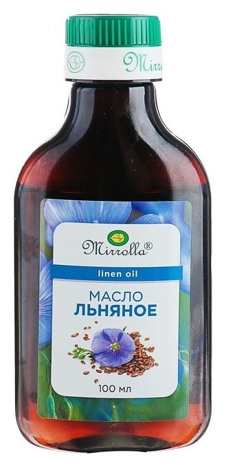 Масло льняное пищевое Mirrolla 100 мл.  Mirrolla