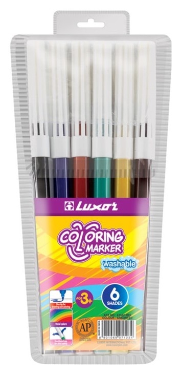 Фломастеры смываемые Coloring marker, 6 цветов