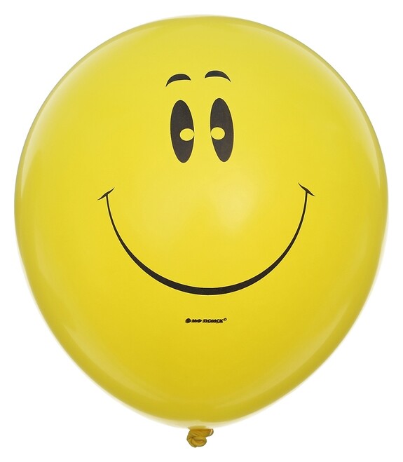 Шар латексный 12" «Смайл», пастель, 1-сторонний, 5 шт., цвет жёлтый  Latex Occidental
