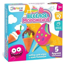Игровой набор для лепки «Весёлое мороженое», 5 брусков пластилина, аксессуары Эврики
