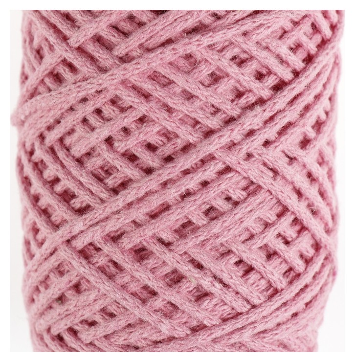 Шнур для вязания без сердечника 100% хлопок, ширина 2мм 100м/95гр (2194 св. розовый)
