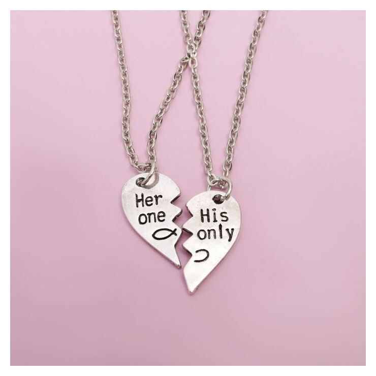 Кулон "Неразлучники" для него и неё, цвет чернёное серебро, 45 см Tell your story