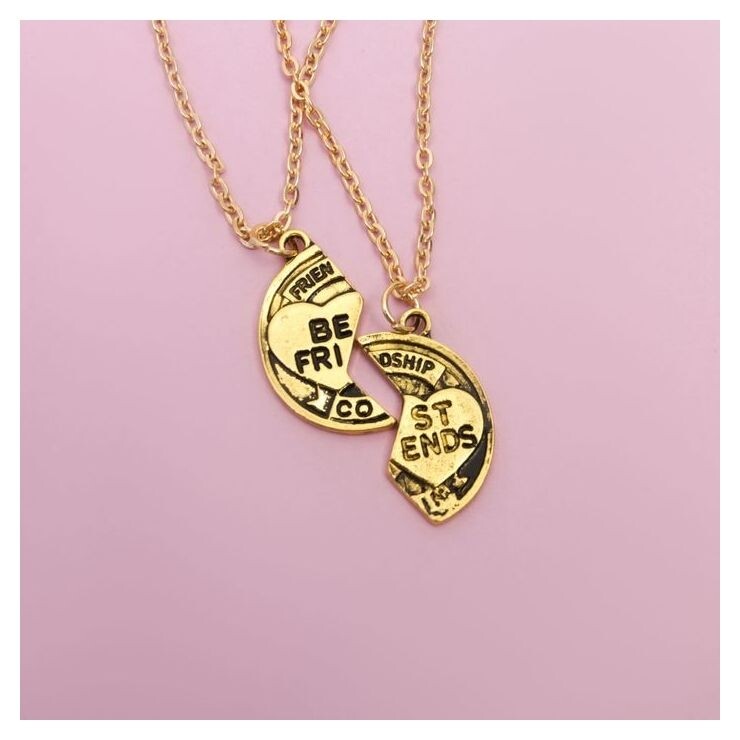 Кулон "Неразлучники" Best Friends, круг, цвет чернёное золото, 45 см Tell your story