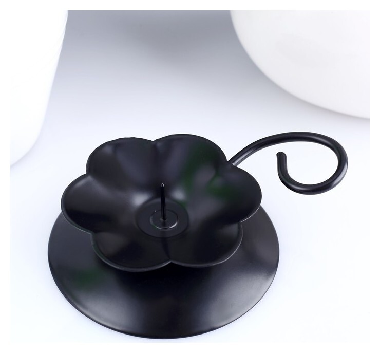 Подсвечник металлический Цветок Цвет черный  Омский свечной завод