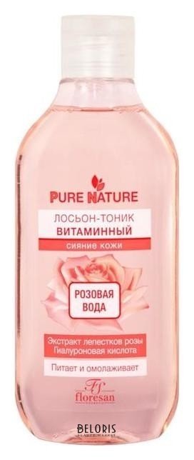 Лосьон-тоник Pure Nature Витаминный розовая вода для сияния кожи Флоресан