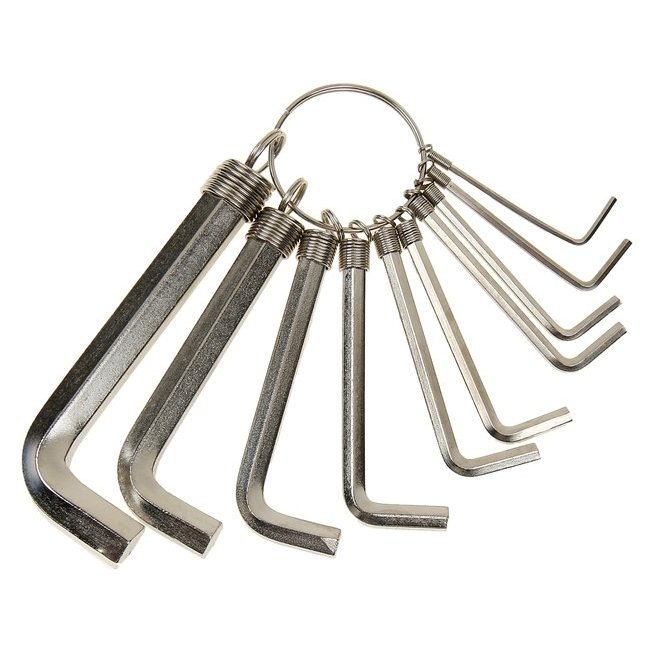 Набор ключей имбусовых Sparta, 1.5–10 мм, 10 шт, никелированный, на кольце