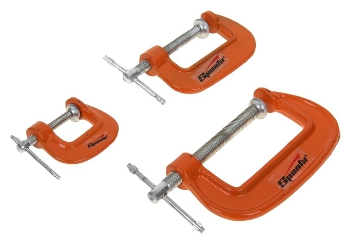 Набор струбцины Sparta, G-образные, 3 шт, 25-50-75 мм  Sparta