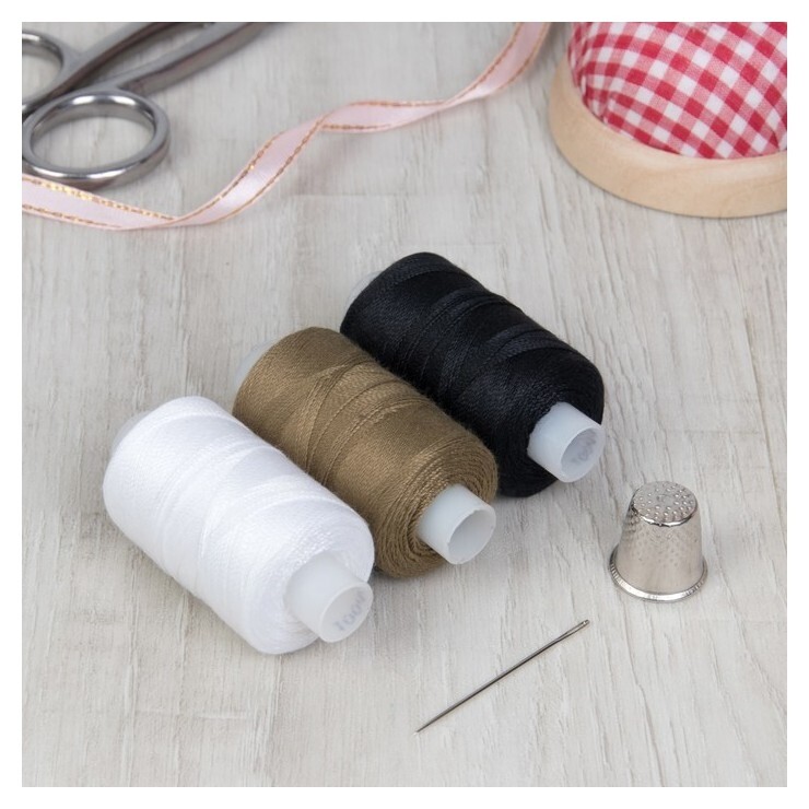 Набор ниток «Мастеровой», 100лл, 200 м, 3 шт, иголка, напёрсток ПНК им. Кирова