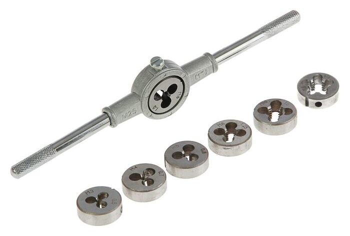 Набор плашек Tundra, М3 - М12 + плашкодержатель, 8 предметов  Tundra