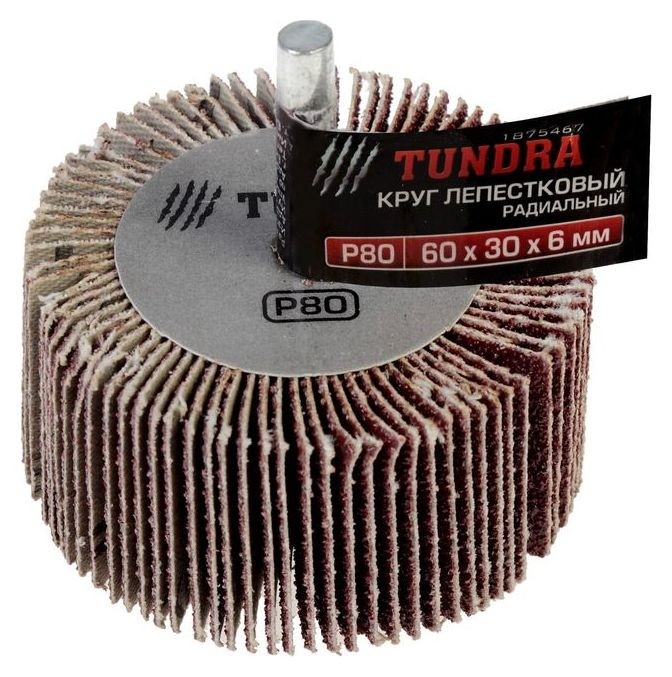 Круг лепестковый радиальный Tundra, 60 х 30 х 6 мм, Р80