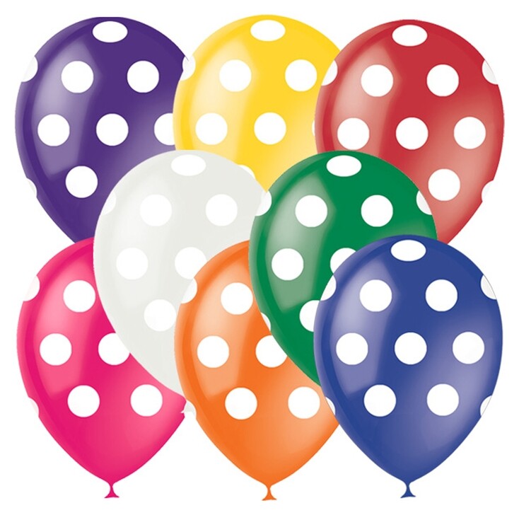 Шар латексный 12" «Горошек, яркое», декоратор, 5-сторонний, набор 25 шт.  Latex Occidental