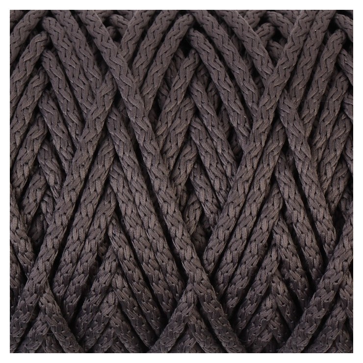Шнур для вязания с сердечником 100% полиэфир, ширина 5 мм 100м/550гр (142 т. серый)