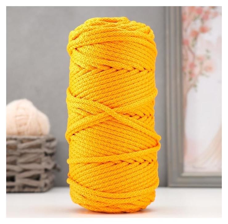 

Шнур для вязания с сердечником 100% полиэфир, ширина 5 мм 100м/550гр (16 желтый), Жёлтый