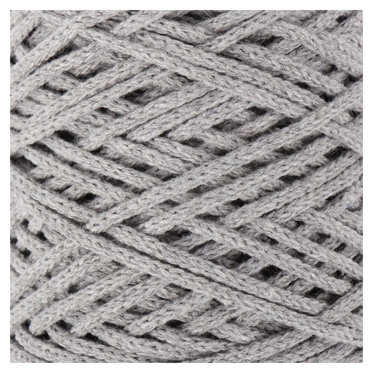 Шнур для вязания без сердечника 100% хлопок, ширина 3мм 100м/250гр (2203 св. серый)