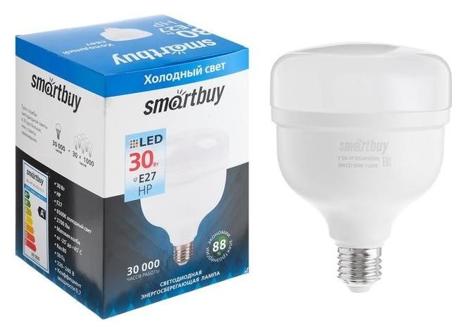 

Лампа Cветодиодная Smartbuy, НР, E27, 30 Вт, 6500 К, холодный белый свет