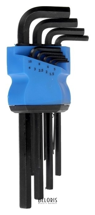 Набор ключей шестигранных Tundra Black, удлиненных, Crv, 1.5 - 10 мм, 9 шт. Tundra
