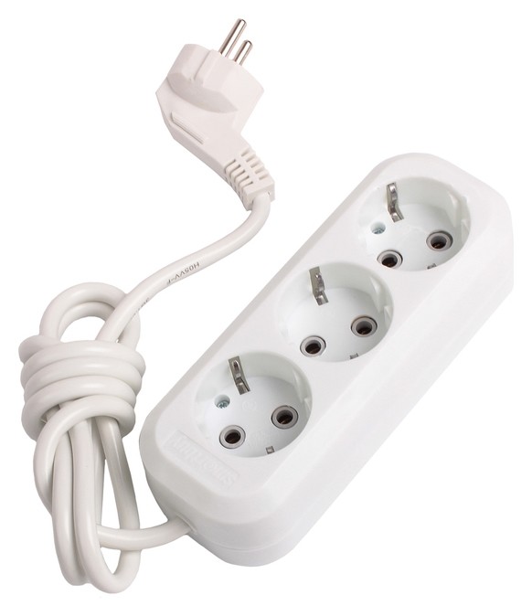 

Удлинитель Smartbuy, 3 розетки, 1.5 м, 16 А, 3500 Вт, ПВС 3х1 мм2, с з/к, белый