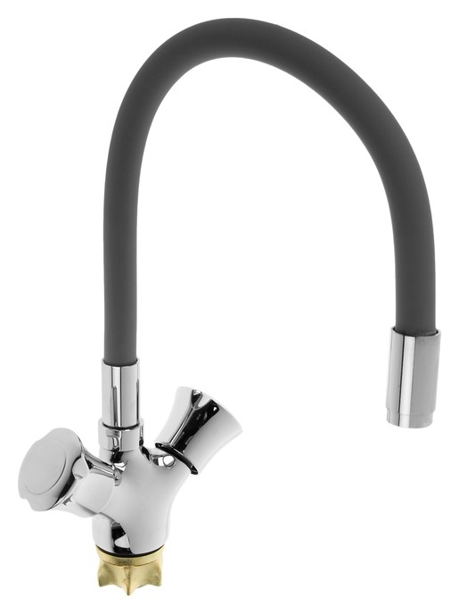 

Cмеситель для кухни Accoona A4883t, двухвентильный, силиконовый излив, силумин, серый/хром