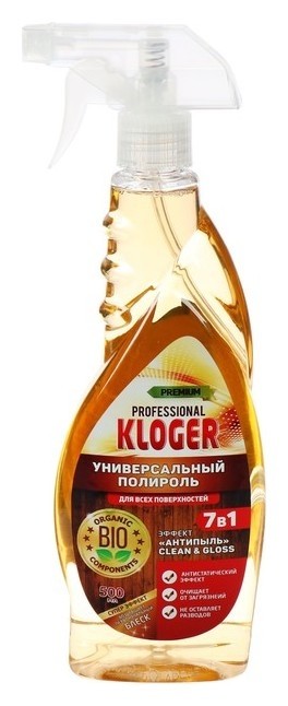 Читсящее средство Kloger Proff для мебели полироль 7 в 1 для любых поверхностей 500 мл