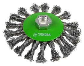 Щетка металлическая для УШМ Tundra, крученая проволока, "Тарелка", м14, 115 мм Tundra