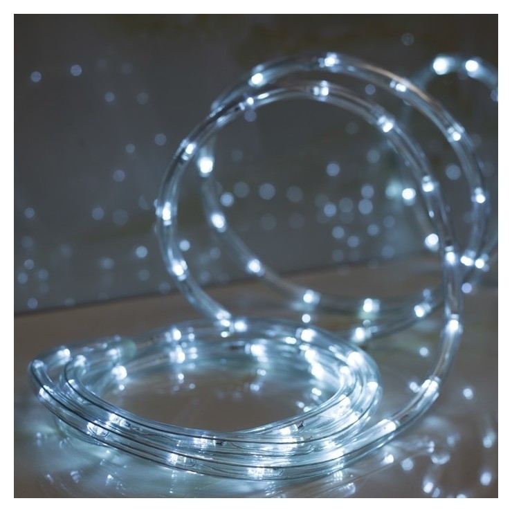 LED шнур 10 мм, круглый, 10 м, чейзинг, 2w-led/м-24-220v, с контр. 8р, белый