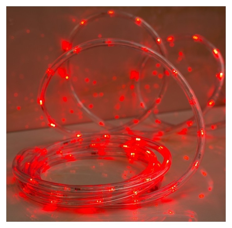 LED шнур 10 мм, круглый, 5 м, чейзинг, 2w-led/м-24-220v, с контр. 8р, красный