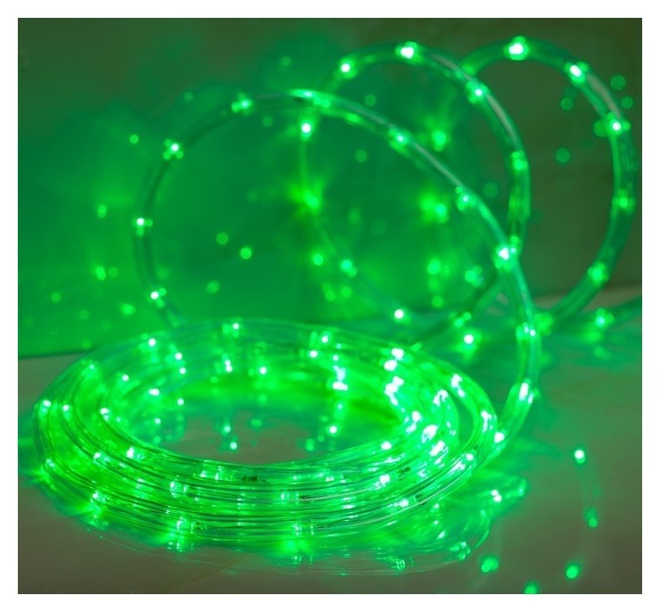 LED шнур 10 мм, круглый, 5 м, чейзинг, 2w-led/м-24-220v, с контр. 8р, зеленый