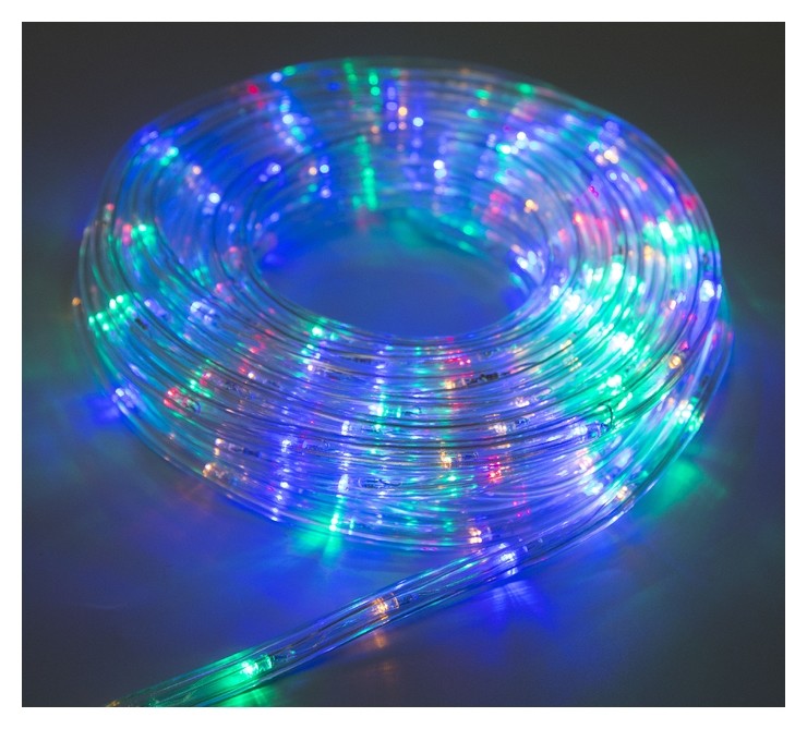 LED шнур 10 мм, круглый, 10 м, чейзинг, 2w-led/м-24-220v, с контр. 8р, мульти