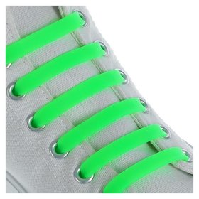 Набор шнурков для обуви, 6 шт, силиконовые, плоские, 13 мм, 9 см, цвет салатовый неоновый Onlitop