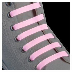 Набор шнурков для обуви, 6 шт, силиконовые, плоские, светящиеся в темноте, 13 мм, 9 см, цвет нежно-розовый Onlitop