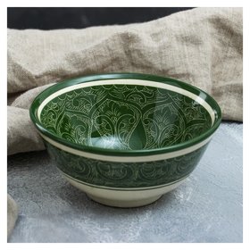 Коса малая, риштанская роспись, 15.5 см, зелёная Риштанская керамика