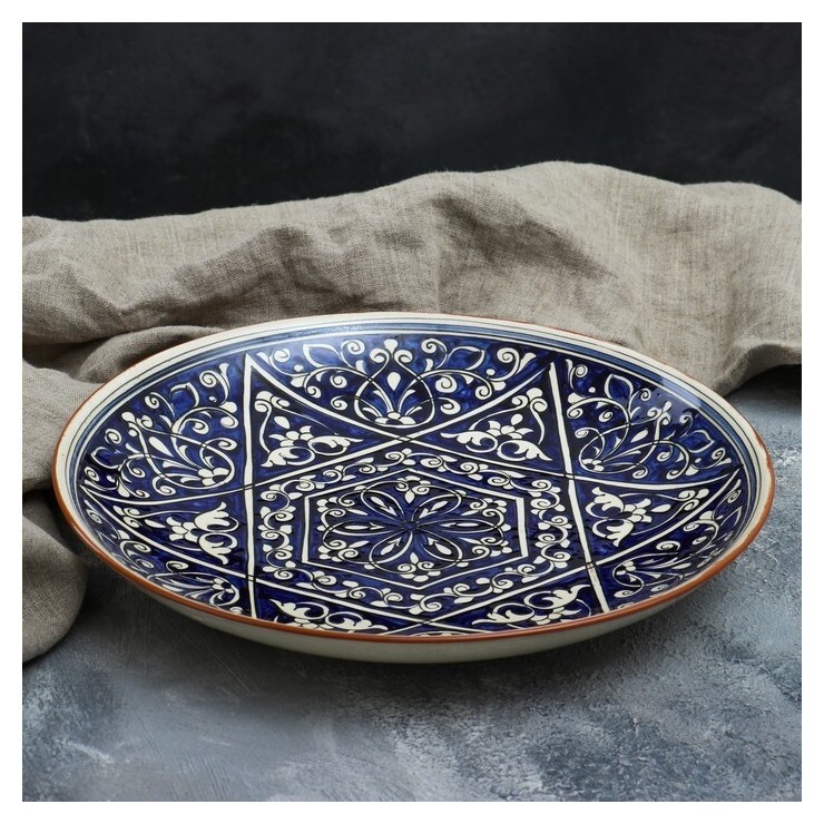 Ляган круглый с узором, 31 см Риштанская керамика