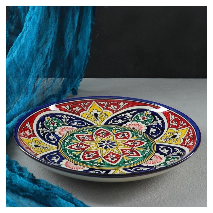 Ляган круглый, 32 см Риштанская керамика