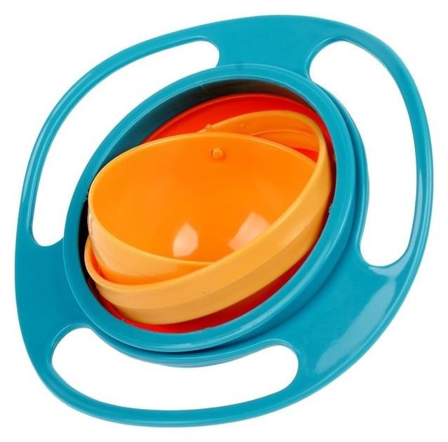Детская миска «Тарелка-неваляшка», цвет синий/оранжевый