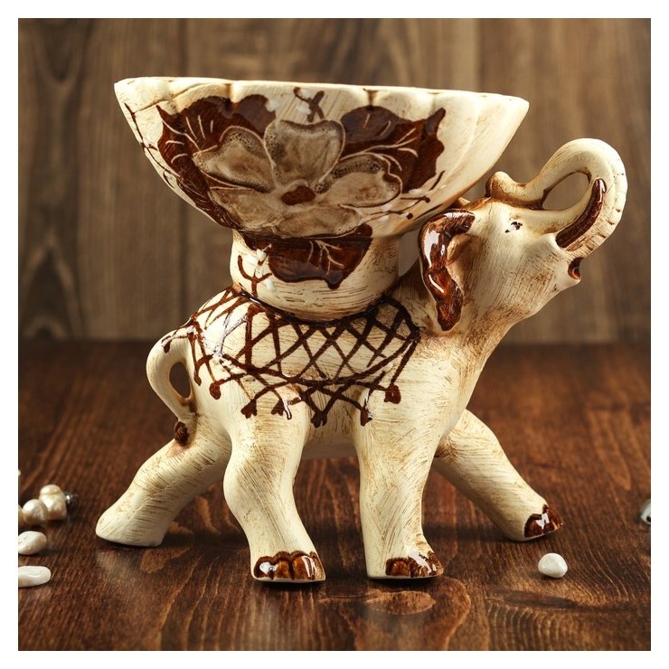 

Конфетница "Слон", под шамот, Бежевый