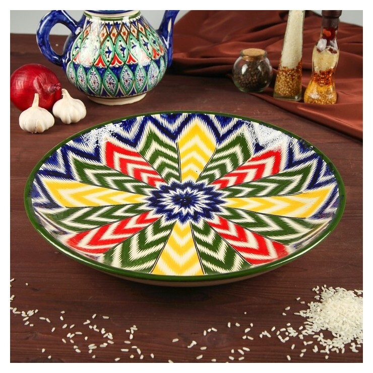 Ляган 37 см атлас  Риштанская керамика