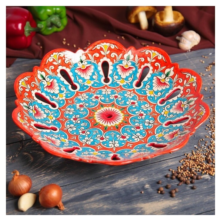 Фруктовница 33 см  Риштанская керамика