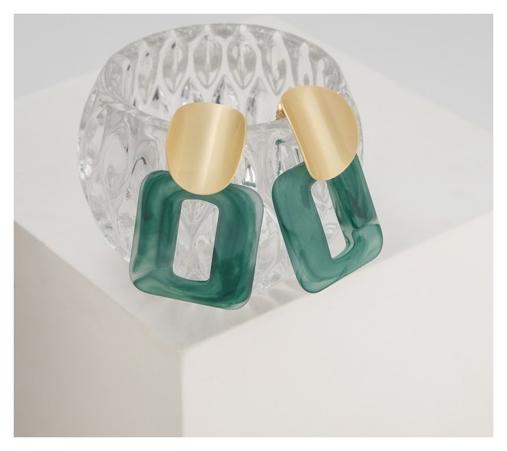 

Серьги пластик "Комильфо", цвет зелёный в золоте